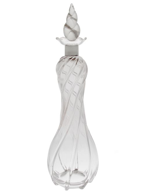 victorian silver neck decanter with a ribbed and spiral glass body - CATEGORY: ANTIQUE SILVER - DATED 1890