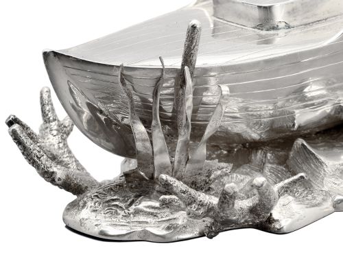 RARE BOAT SHAPED SILVER PLATE SPOON WARMER - ADDITIONAL PHOTO 1