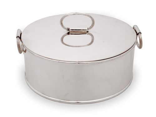 large elkington co silver plated circular lidded box - CATEGORY: ANTIQUE SILVER - DATED 1880