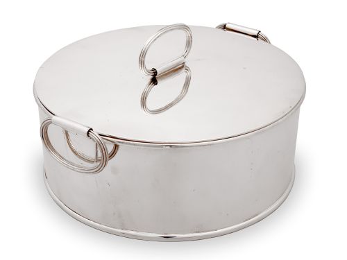 LARGE ELKINGTON CO SILVER PLATED CIRCULAR LIDDED BOX - ADDITIONAL PHOTO 1