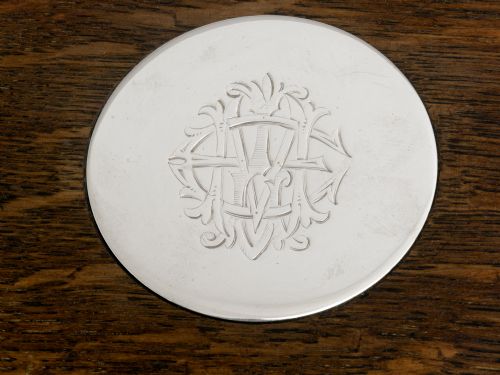 VICTORIAN OAK AND SILVER PLATE SALVER - ADDITIONAL PHOTO 4