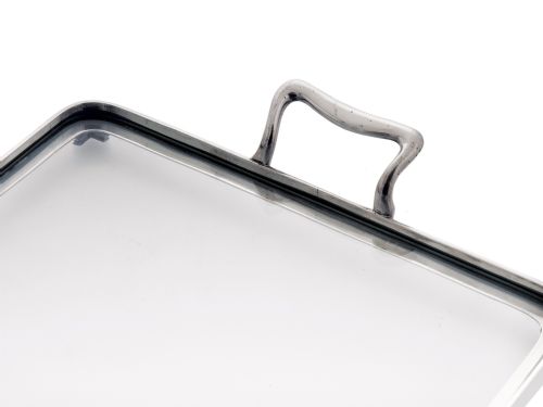 VINTAGE SILVER AND GLASS GARRARD CO RECTANGULAR TWO HANDLE TRAY - ADDITIONAL PHOTO 2