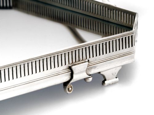 VINTAGE SILVER AND GLASS GARRARD CO RECTANGULAR TWO HANDLE TRAY - ADDITIONAL PHOTO 4