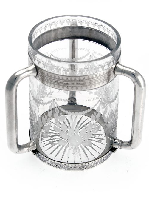 EXCEPTIONAL VICTORIAN SILVER PLATED AND ENGRAVED GLASS LOVING CUP - ADDITIONAL PHOTO 1
