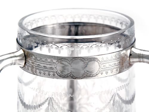 EXCEPTIONAL VICTORIAN SILVER PLATED AND ENGRAVED GLASS LOVING CUP - ADDITIONAL PHOTO 2