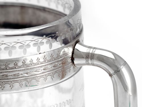 EXCEPTIONAL VICTORIAN SILVER PLATED AND ENGRAVED GLASS LOVING CUP - ADDITIONAL PHOTO 3