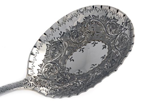 VICTORIAN BOXED SILVER PLATED FRUIT SET WITH SERVERS AND GRAPE SHEARS - ADDITIONAL PHOTO 3