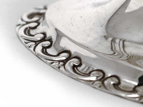 OVAL SILVER SWING HANDLE SUGAR BASKET BY HARRY ATKIN - ADDITIONAL PHOTO 2