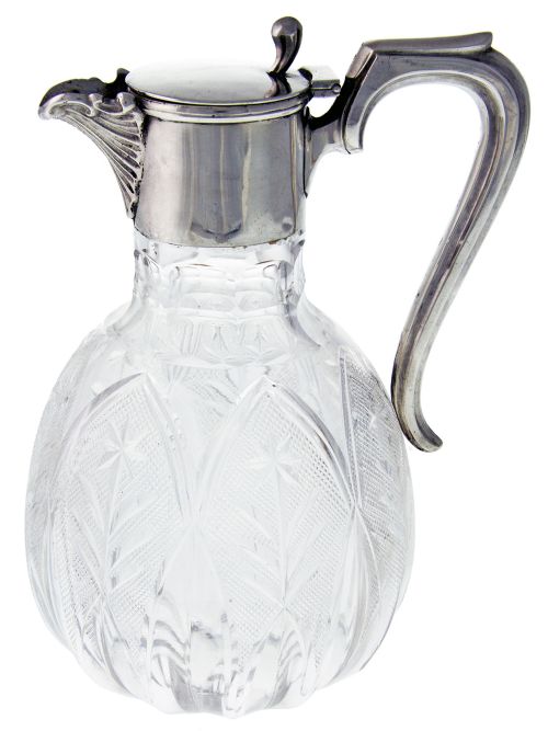 antique edwardian silver and cut glass claret jug - CATEGORY: ANTIQUE SILVER - DATED 1900