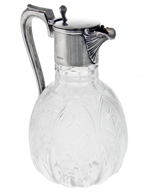 ANTIQUE EDWARDIAN SILVER AND CUT GLASS CLARET JUG - ADDITIONAL PHOTO 2