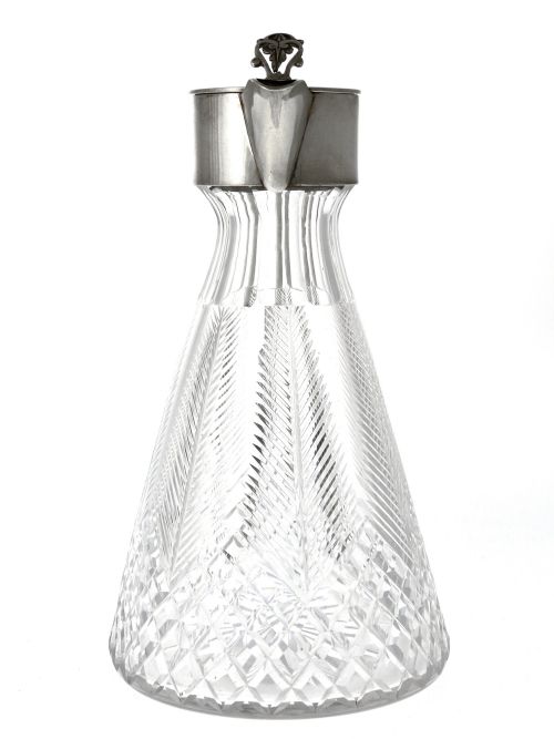 VICTORIAN PLAIN SILVER MOUNTED AND CUT GLASS CLARET JUG - ADDITIONAL PHOTO 1