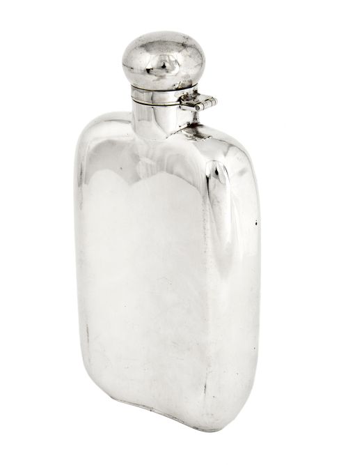 LARGE SILVER HALF PINT HIP FLASK - ADDITIONAL PHOTO 1