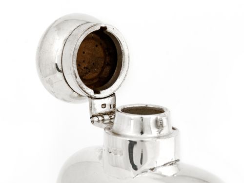 LARGE SILVER HALF PINT HIP FLASK - ADDITIONAL PHOTO 2
