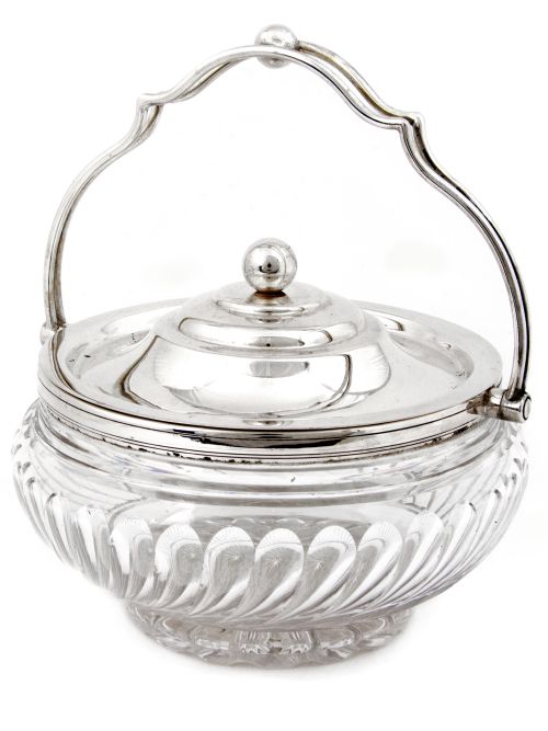 victorian silver plate and cut glass barrel - CATEGORY: ANTIQUE SILVER - DATED 1890