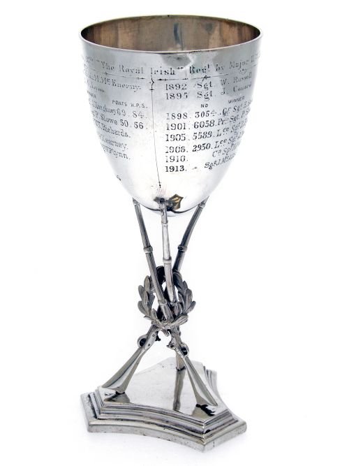 victorian royal irish regiment silver rifle and wreath goblet - CATEGORY: ANTIQUE SILVER - DATED 1860