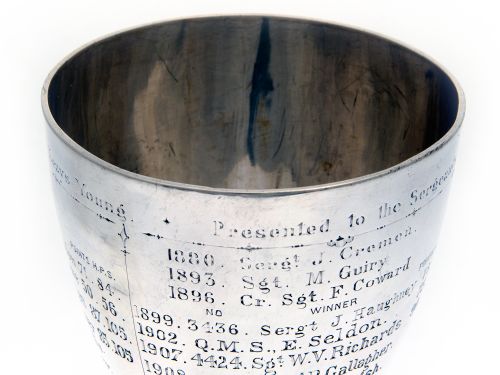 VICTORIAN ROYAL IRISH REGIMENT SILVER RIFLE AND WREATH GOBLET - ADDITIONAL PHOTO 2