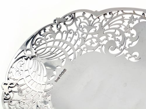 PIERCED OVAL SILVER DISH BY WALKER HALL - ADDITIONAL PHOTO 2