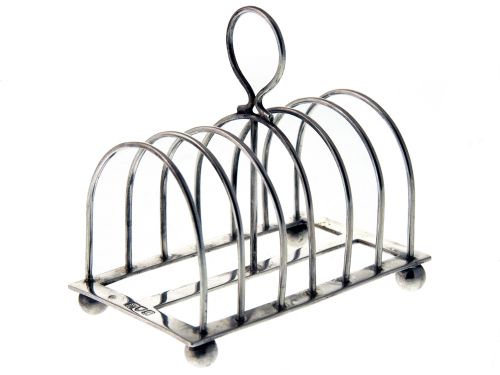 antique silver six division rectangular toast rack - CATEGORY: ANTIQUE SILVER - DATED 1890