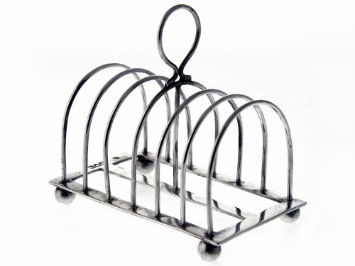 ANTIQUE SILVER SIX DIVISION RECTANGULAR TOAST RACK - ADDITIONAL PHOTO 2