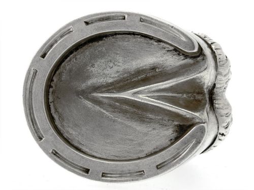 PAIR OF ANTIQUE SILVER HORSE HOOF SALTS WITH BLUE GLASS LINERS - ADDITIONAL PHOTO 2