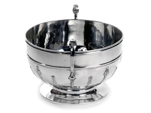 VERY GOOD QUALITY SILVER EDWARDIAN BOWL WITH TWO APPLIED HANDLES - ADDITIONAL PHOTO 1