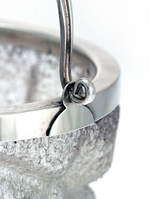 DECORATIVE SILVER PLATE AND ICE CUBE SHAPED GLASS ICE PAIL - ADDITIONAL PHOTO 2