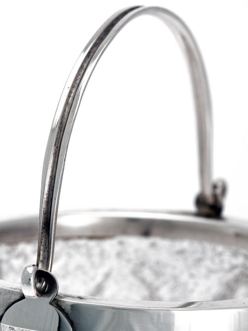 DECORATIVE SILVER PLATE AND ICE CUBE SHAPED GLASS ICE PAIL - ADDITIONAL PHOTO 3
