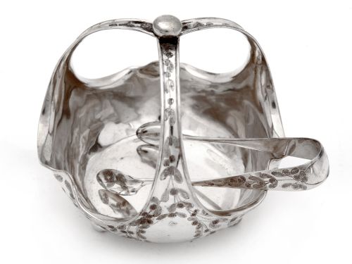 BOXED THREE HANDLE SILVER PLATE SUGAR BOWL AND MATCHING TONGS - ADDITIONAL PHOTO 2