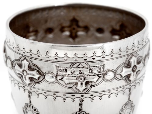 SILVER GOBLET BY GEORGE UNITE WITH CHASED FLORAL BOWL DECORATION - ADDITIONAL PHOTO 3