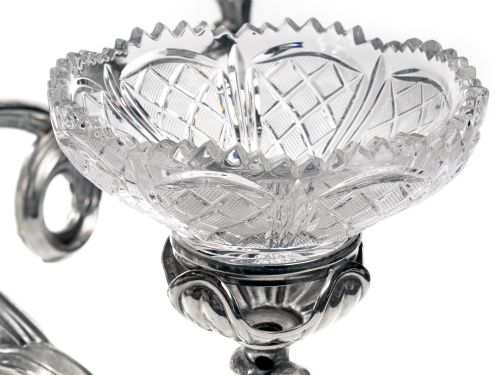 SHEFFIELD PLATE EPERGNE WITH FIVE CUT GLASS BOWLS - ADDITIONAL PHOTO 4