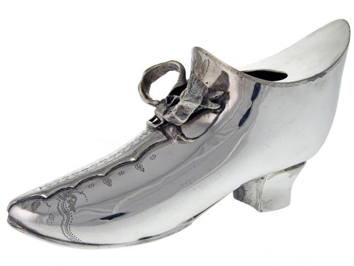 antique silver plate shoe shaped spoon warmer - CATEGORY: ANTIQUE SILVER - DATED 1890