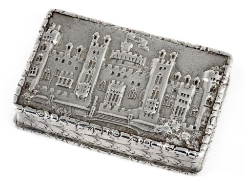 early victorian castle top silver vinaigrette depicting windsor castle - CATEGORY: ANTIQUE SILVER - DATED 1800