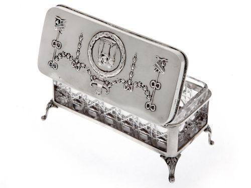 edwardian silver and cut glass jewellery box by william comyns - CATEGORY: ANTIQUE SILVER - DATED 1910