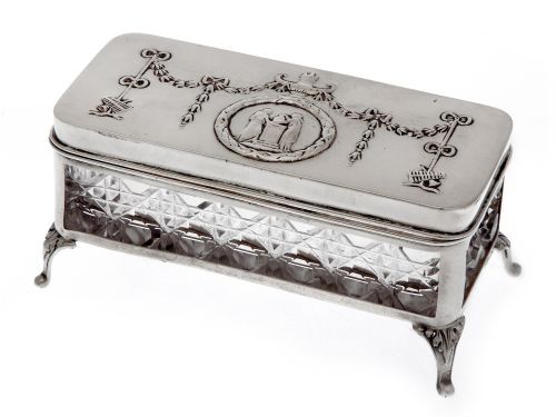 EDWARDIAN SILVER AND CUT GLASS JEWELLERY BOX BY WILLIAM COMYNS - ADDITIONAL PHOTO 1