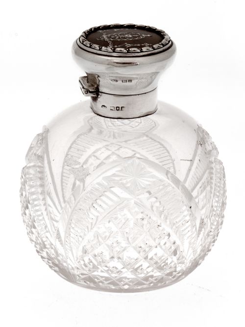 WILLIAM COMYNS CUT GLASS SILVER AND TORTOISESHELL PERFUME BOTTLE - ADDITIONAL PHOTO 1