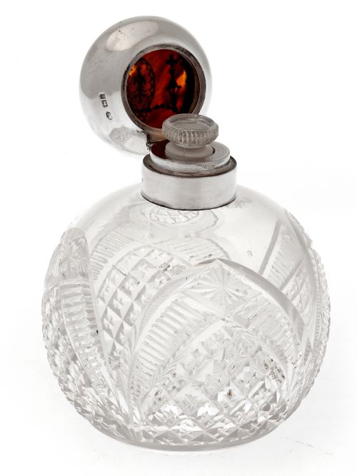 WILLIAM COMYNS CUT GLASS SILVER AND TORTOISESHELL PERFUME BOTTLE - ADDITIONAL PHOTO 2