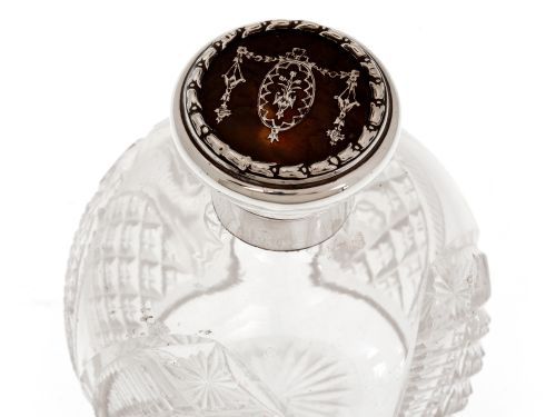 WILLIAM COMYNS CUT GLASS SILVER AND TORTOISESHELL PERFUME BOTTLE - ADDITIONAL PHOTO 3