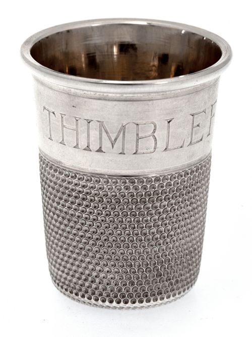 'just a thimble full' antique chester silver spirit measure - CATEGORY: ANTIQUE SILVER - DATED 1900