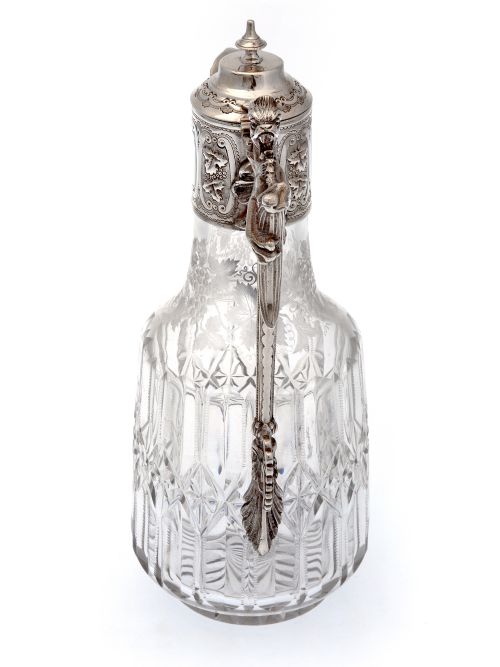 VICTORIAN SILVER PLATE CLARET JUG WITH A BACCHUS MASK SPOUT AND CAST GARGOYLE HANDLE - ADDITIONAL PHOTO 1
