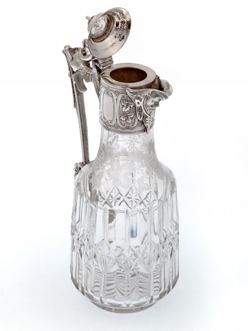 VICTORIAN SILVER PLATE CLARET JUG WITH A BACCHUS MASK SPOUT AND CAST GARGOYLE HANDLE - ADDITIONAL PHOTO 2