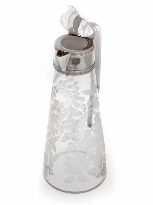 SILVER PLATED CLARET JUG WITH PLAIN MOUNT AND ACID ETCHED WITH GRAPE PICKING SCENES - ADDITIONAL PHOTO 1
