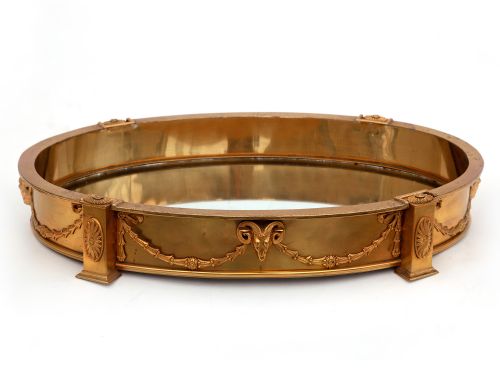 large and impressive gilt oval mirror plateau centerpiece - CATEGORY: ANTIQUE MISCELLANEOUS - DATED 1900
