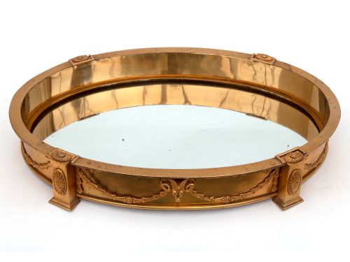 LARGE AND IMPRESSIVE GILT OVAL MIRROR PLATEAU CENTERPIECE - ADDITIONAL PHOTO 1