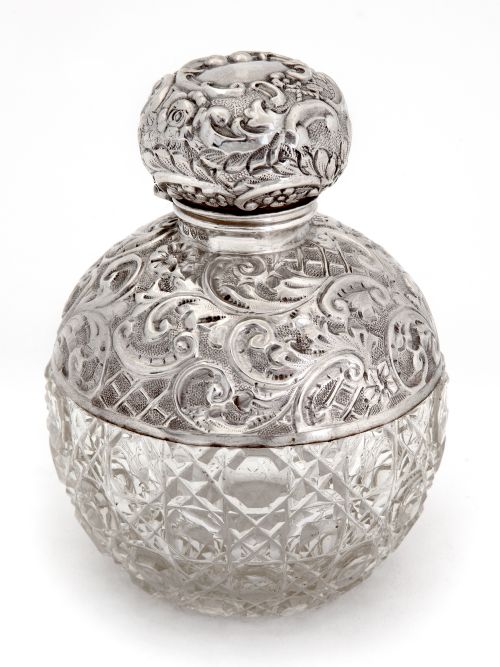edwardian chester silver and cut glass perfume bottle - CATEGORY: ANTIQUE SILVER - DATED 1900