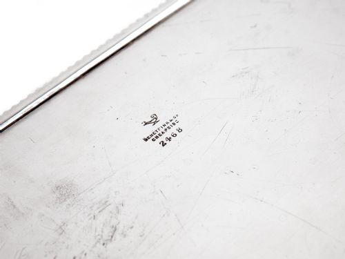 VICTORIAN SILVER PLATED CUT CORNER GALLERY TRAY ENGRAVED WITH BUTTERFLIES AND FERNS - ADDITIONAL PHOTO 3