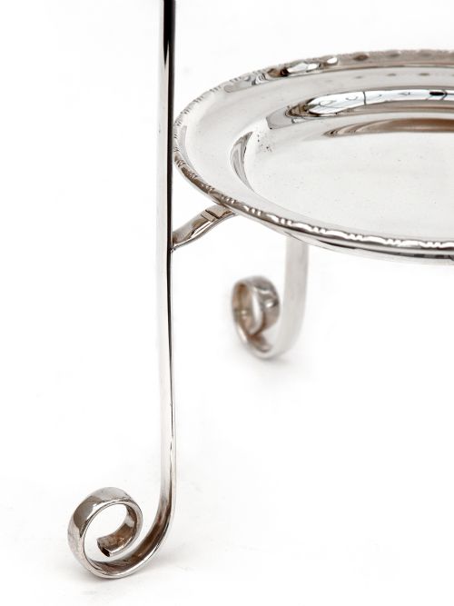 ANTIQUE TALL SILVER PLATED THREE TIER CAKE STAND - ADDITIONAL PHOTO 2