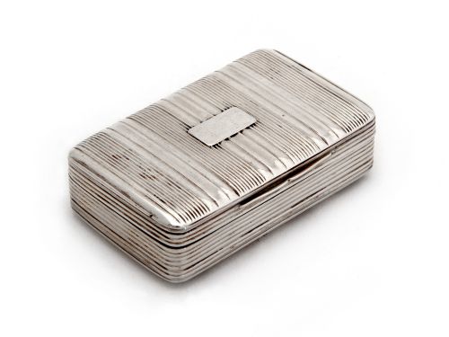 samuel pemberton silver snuff box with reeded body hinged lid and bright gilded interior - CATEGORY: ANTIQUE SILVER - DATED 1750