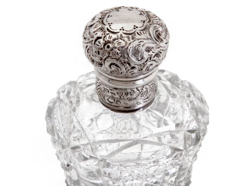 UNUSUAL SHAPE VICTORIAN SILVER TOP PERFUME BOTTLE WITH A SCREW TOP - ADDITIONAL PHOTO 2