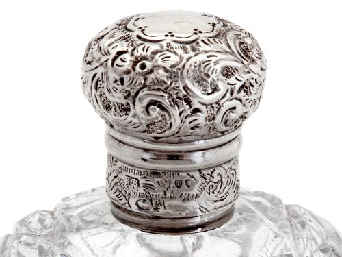 UNUSUAL SHAPE VICTORIAN SILVER TOP PERFUME BOTTLE WITH A SCREW TOP - ADDITIONAL PHOTO 3