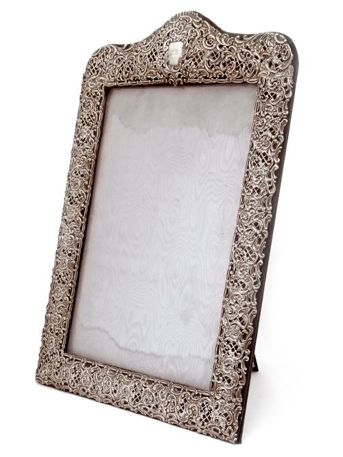 large victorian silver pierced and embossed picture or photo frame - CATEGORY: ANTIQUE SILVER - DATED 1890
